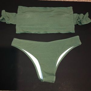 Army green swim suit